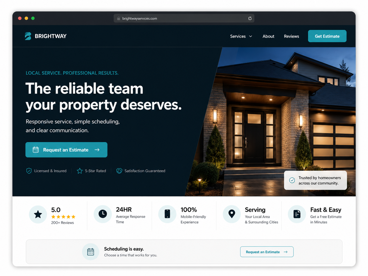 Brightway Services Smart Site website example