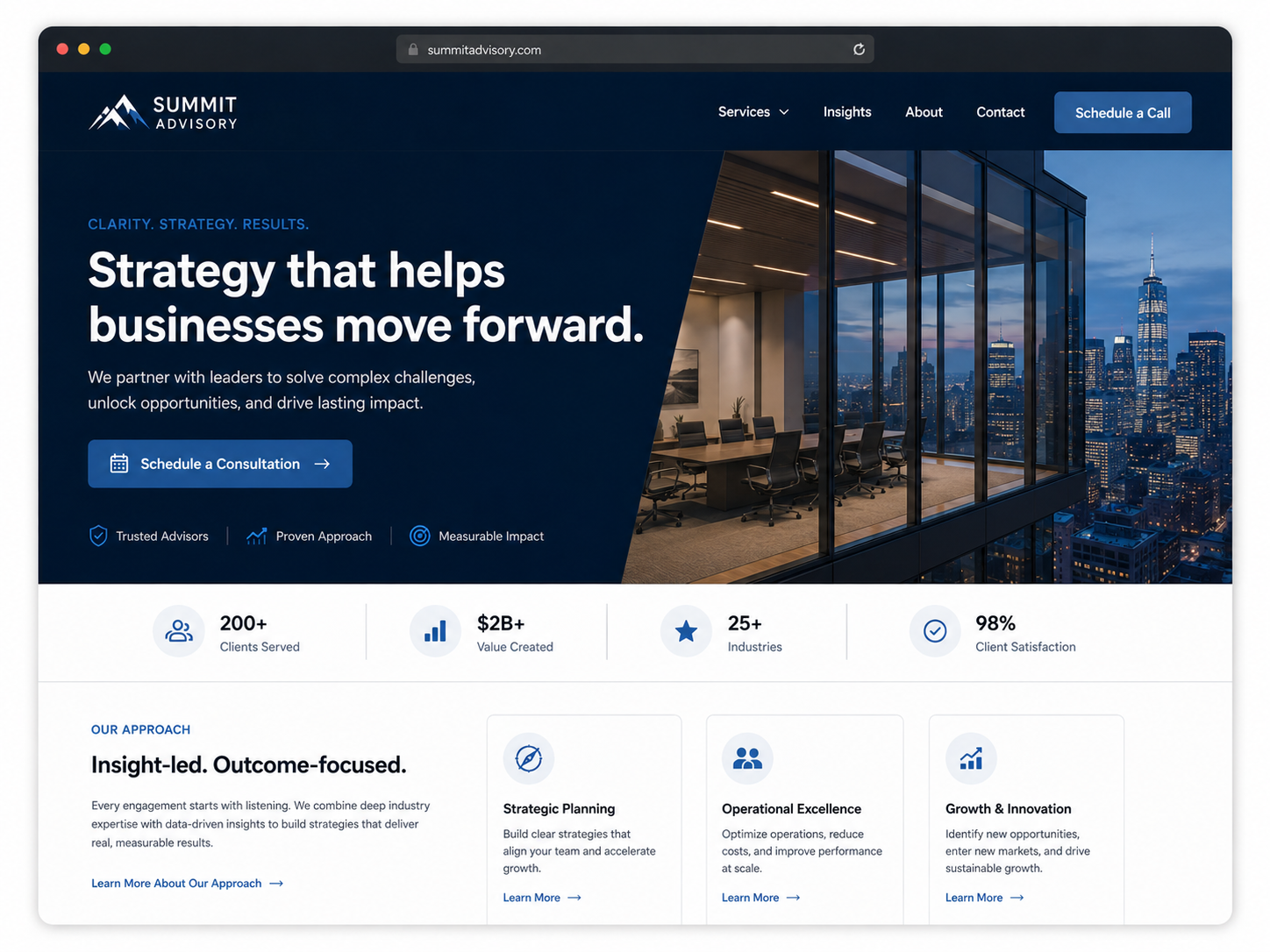 Summit Advisory professional services Smart Site website example